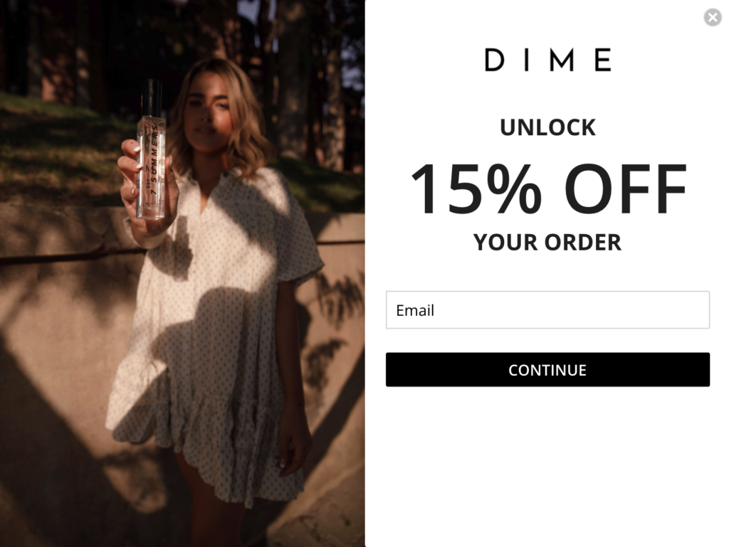 Email signup discount
