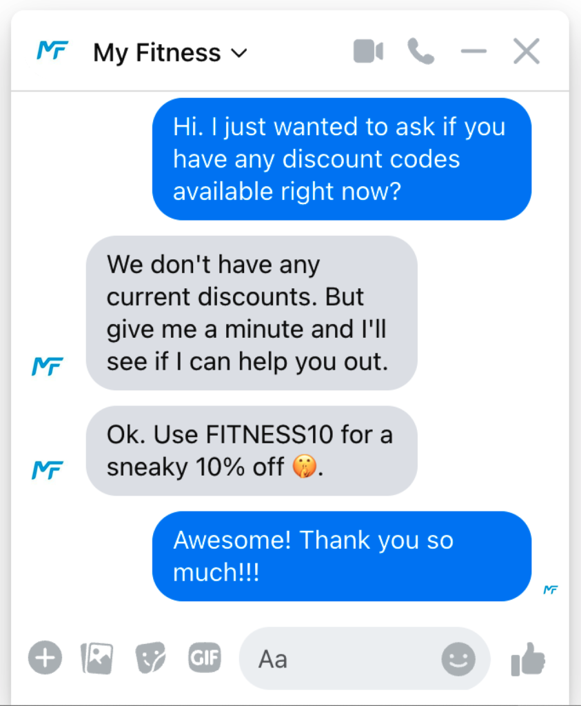 Ask for a discount live chat